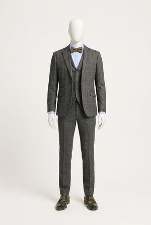 Rustic Grey Check Bow Tie Groom