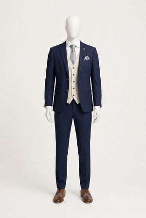 Semi Formal Navy & Cream Waistcoat Groom