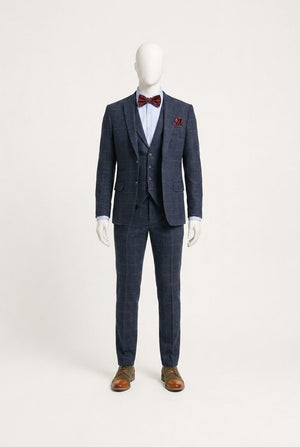 Rustic Navy Check Burgundy Groom