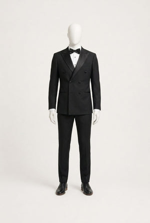 Black Tie Black Double-Breasted Groom