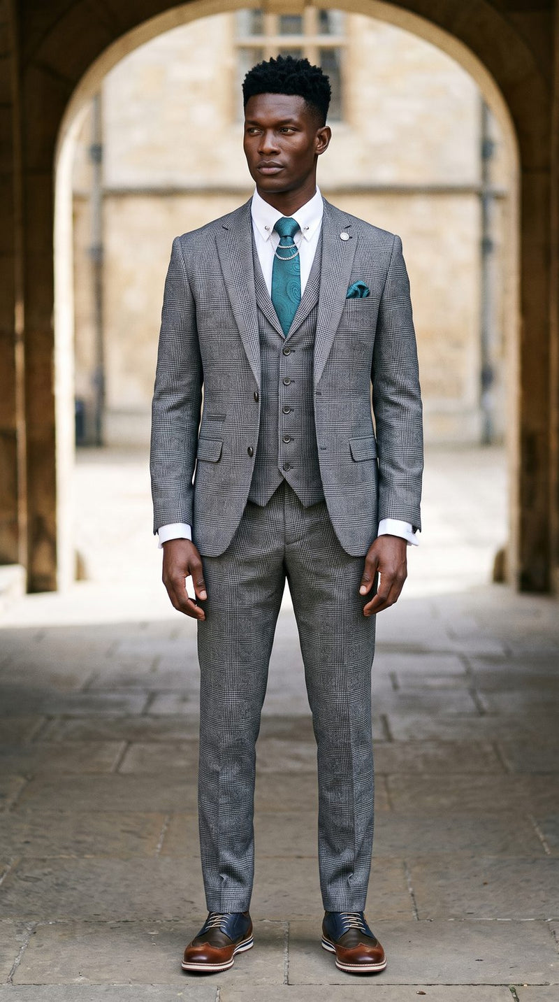 Semi Formal — Grey Check Semi-Formal Groom — photo 3