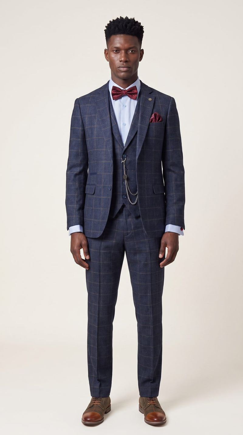 Rustic — Navy Check Burgundy Groom — photo 2