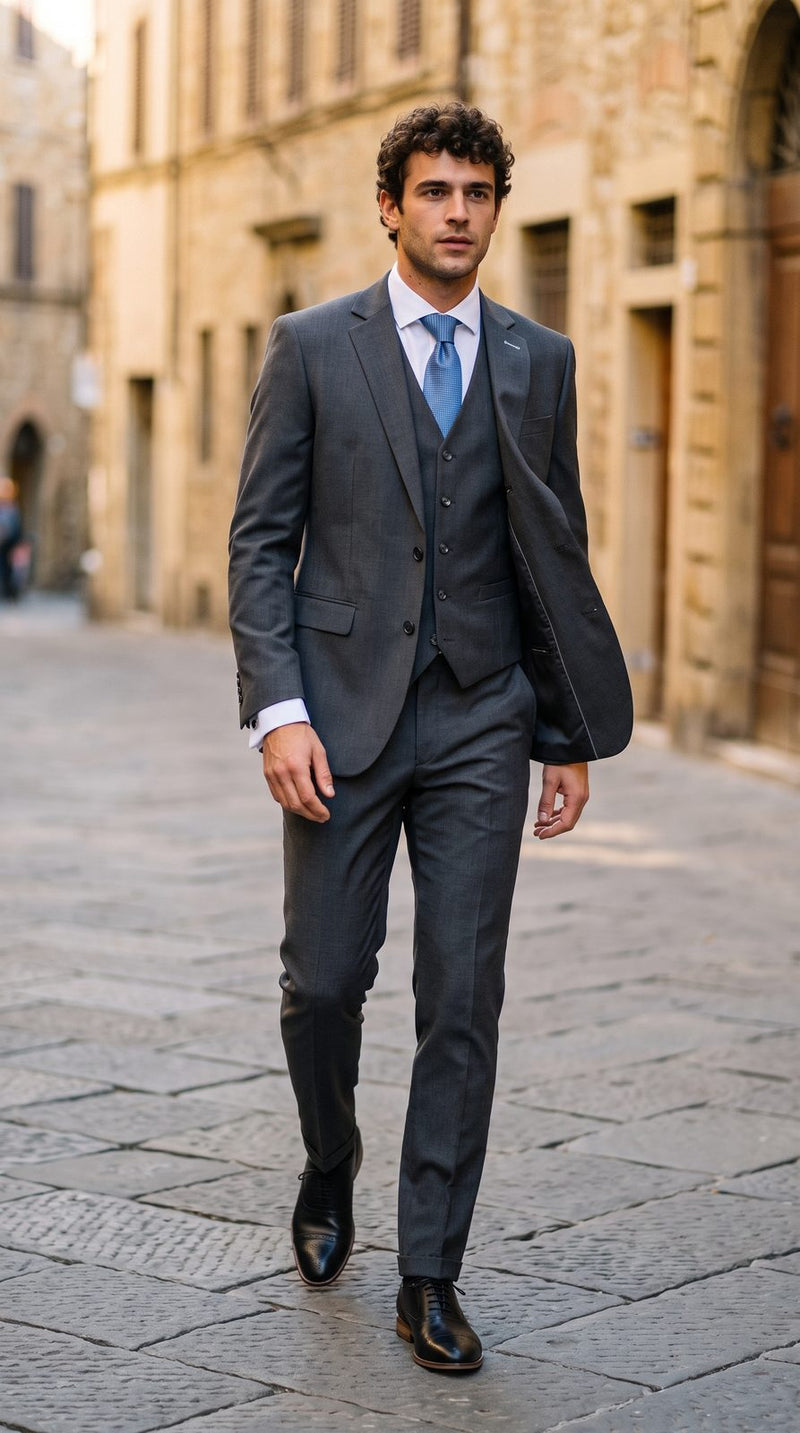 Formal — Charcoal & Light Blue Formal Groom — photo 4