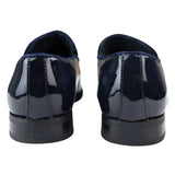 Men's Moccasin Loafers Shoes Leather Blue Lined Slip On Velvet Smart Formal Shoe