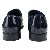 Men's Moccasin Loafers Shoes Leather Blue Lined Slip On Velvet Smart Formal Shoe