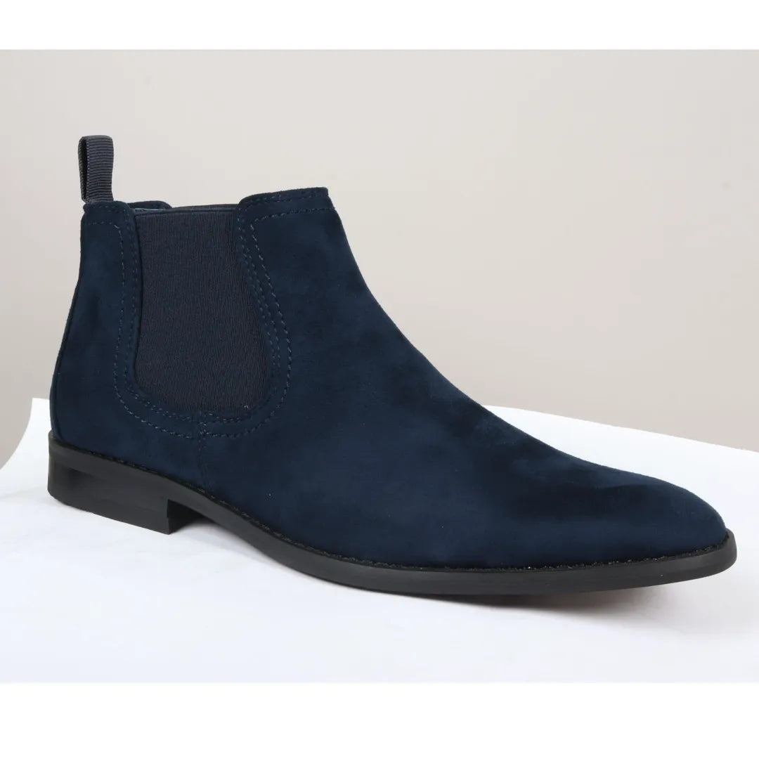 Men's Slip On Navy Suede Leather Lined Chelsea Boots: Buy Online - Happy Gentleman Men's Slip On Navy Suede Leather Lined Chelsea Boots: Buy Online - Happy Gentleman