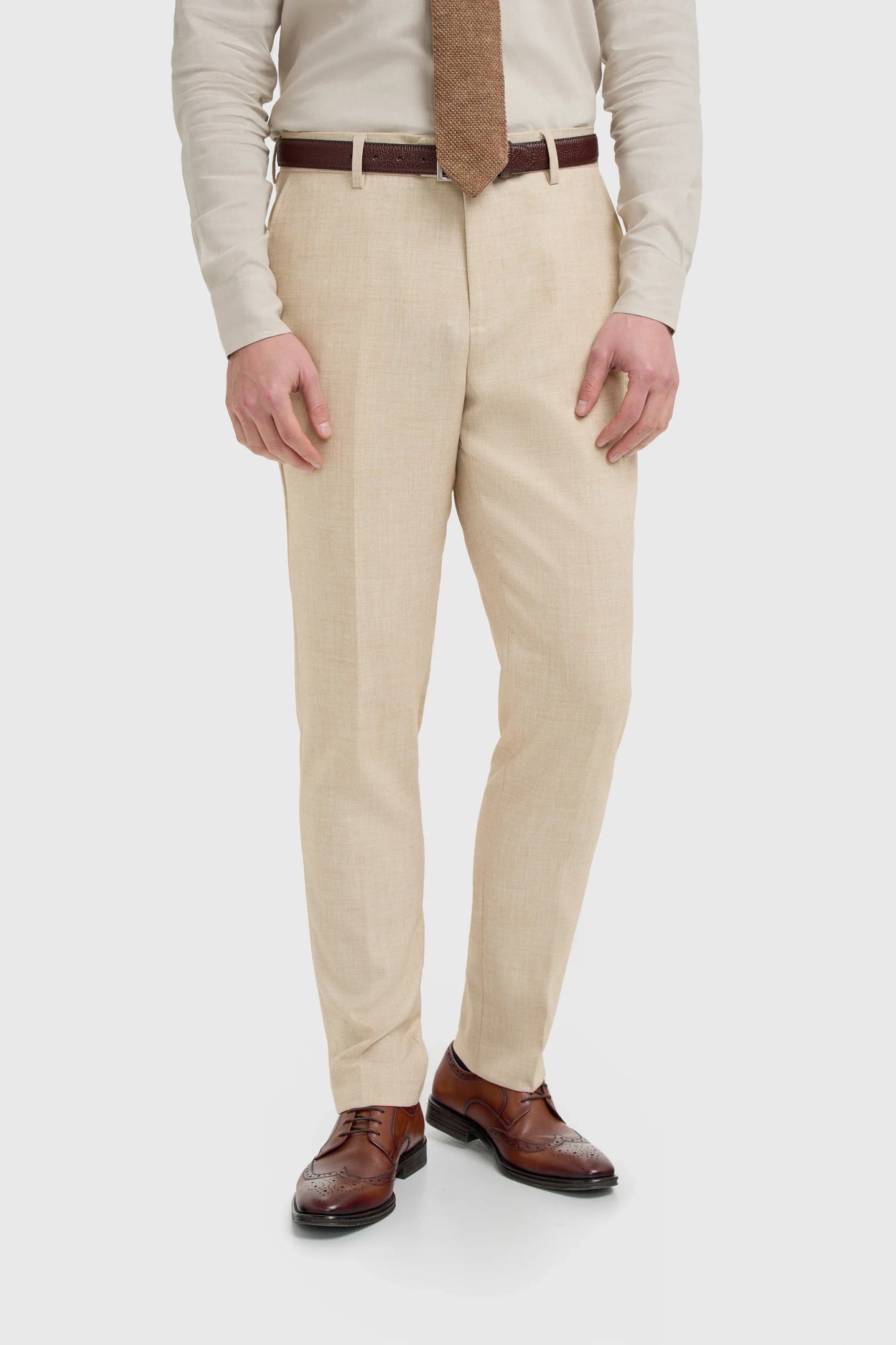 Malibu - Men's Beige Textured Trousers