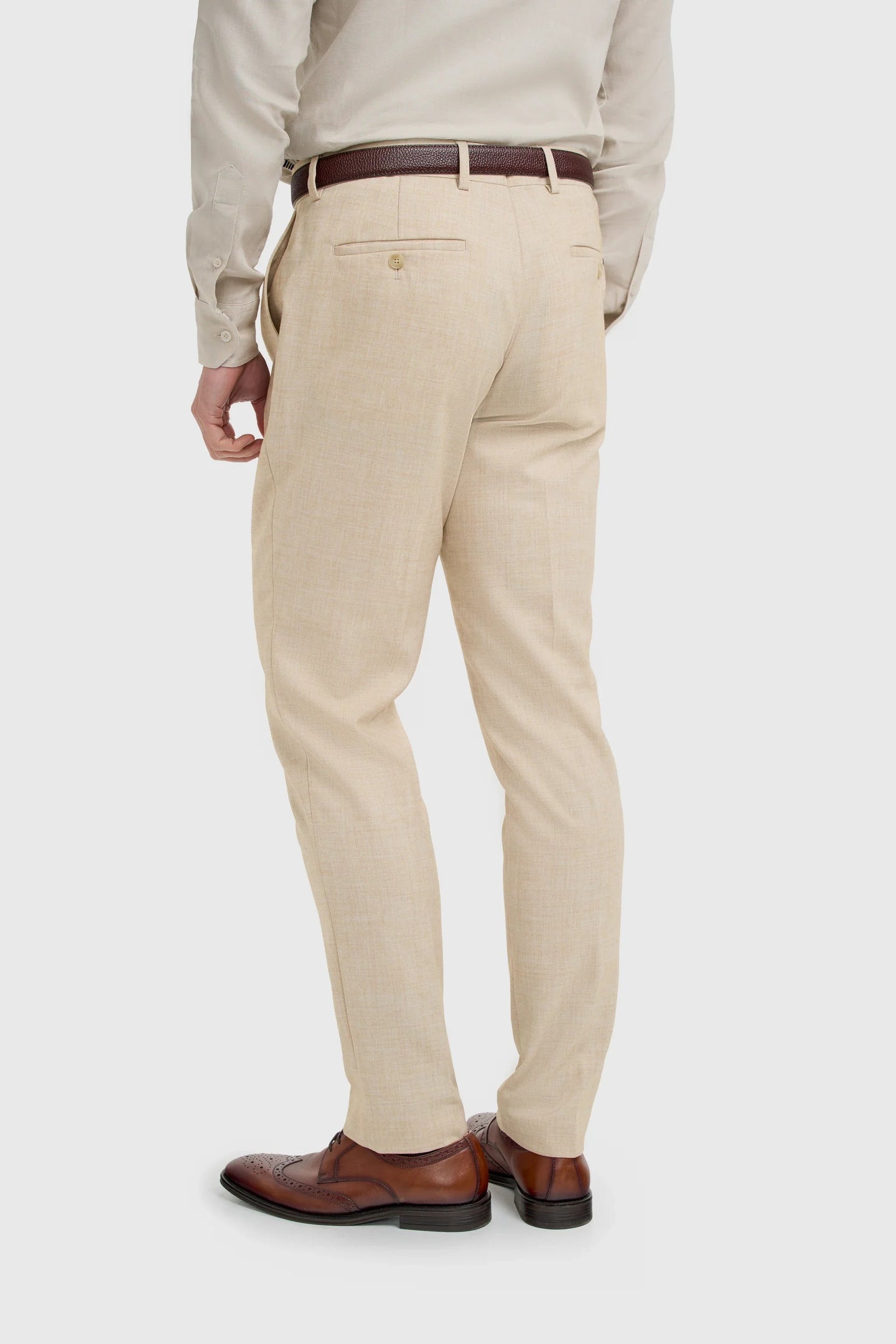 Malibu - Men's Beige Textured Trousers