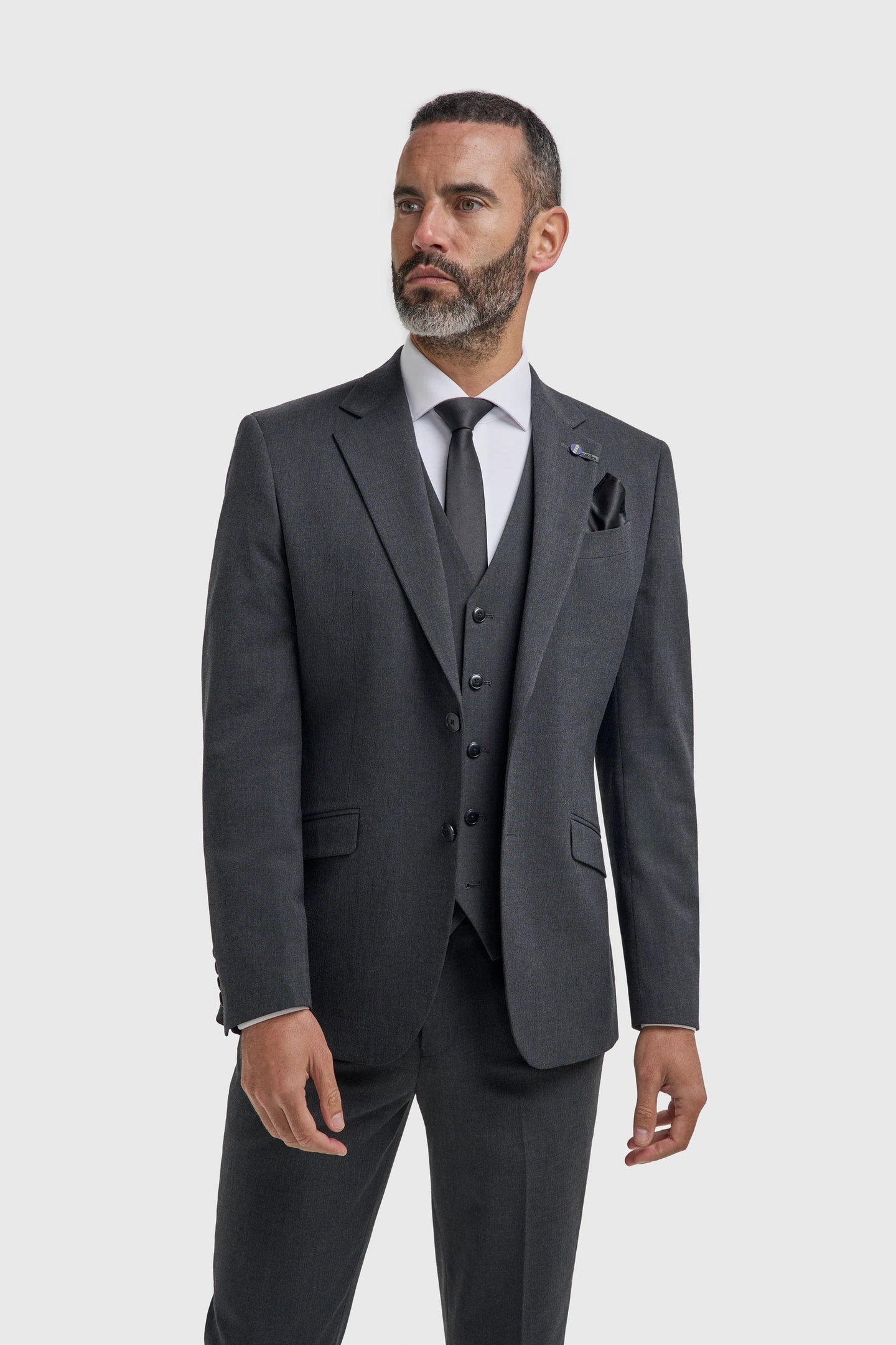 Malibu - Men's Charcoal Textured Grey 3 Piece Suit