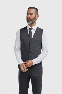 Malibu - Men's Charcoal Textured Grey 3 Piece Suit