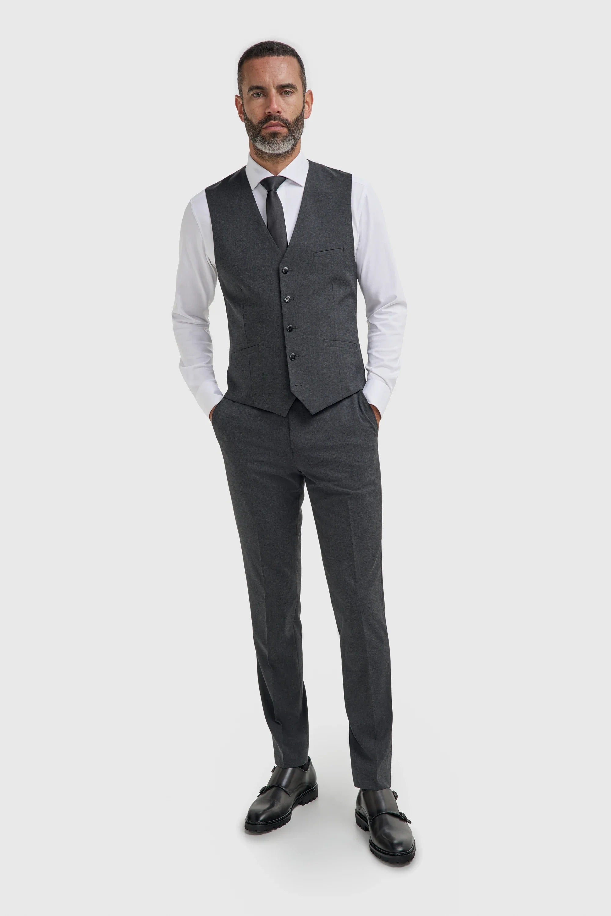 Malibu - Men's Charcoal Textured Waistcoat