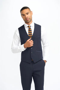 Malibu - Men's Navy Tailored Fit Waistcoat