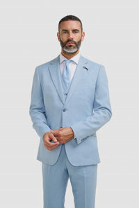 Malibu - Men's Sky Blue Textured 3 Piece Suit