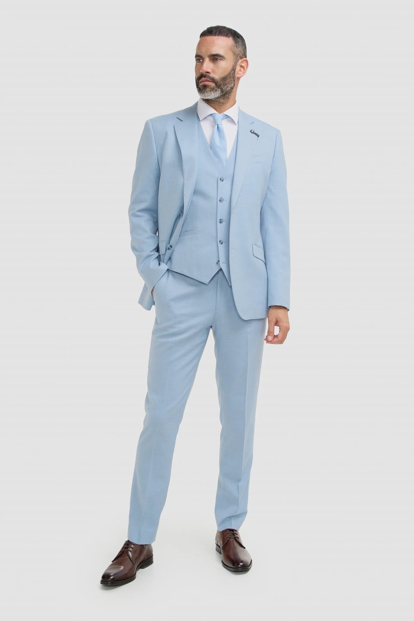 Malibu - Men's Sky Blue Textured 3 Piece Suit