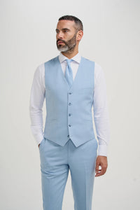 Malibu - Men's Sky Blue Textured 3 Piece Suit