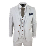 Mark Men's Grey Stone 3-Piece Tweed Check Suit with Brown Trim for Weddings and Proms