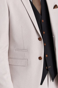 Mayfair Stone Textured Suit With Black Constrasting Waistcoat