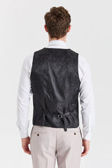 Mayfair Stone Textured Suit With Black Constrasting Waistcoat
