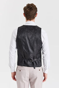 Mayfair Stone Textured Suit With Black Constrasting Waistcoat