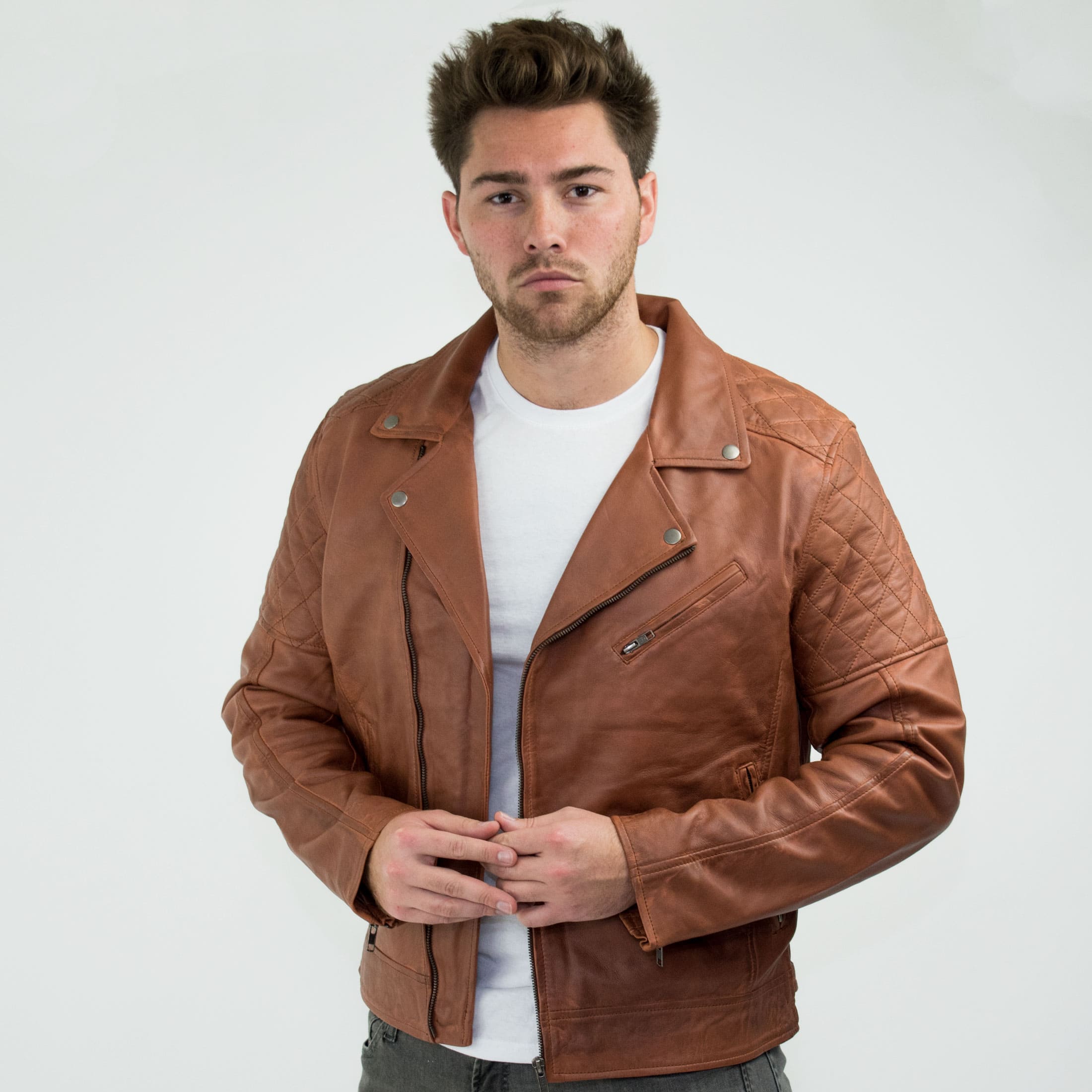 VINTAGE WASHED LEATHER ZIP Mサイズ Vintage Washed Leather Bomber