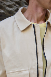 Men’s Beige Utility Bomber Lightweight Padded Zip Jacket