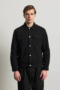 Men’s Black Cotton Twill Jacket - Trucker Overshirt