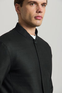 Men’s Black Minimal Smart Bomber Jacket