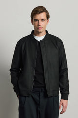 Men’s Black Minimal Smart Bomber Jacket