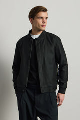 Men’s Black Minimal Smart Bomber Jacket