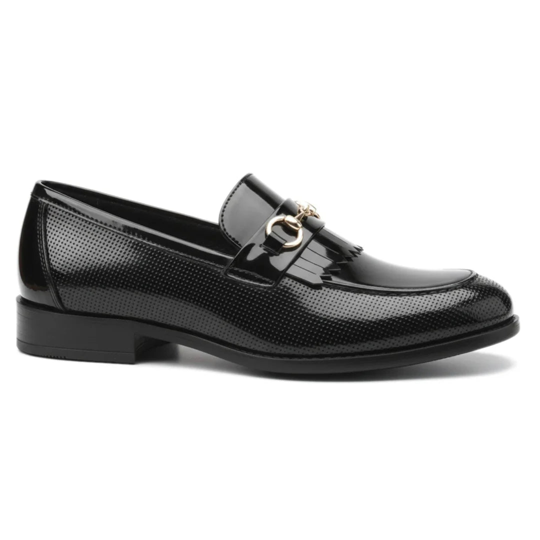 Men’s Black Patent PU Slip On Loafers
