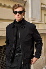Men’s Black Utility Bomber Lightweight Padded Zip Jacket