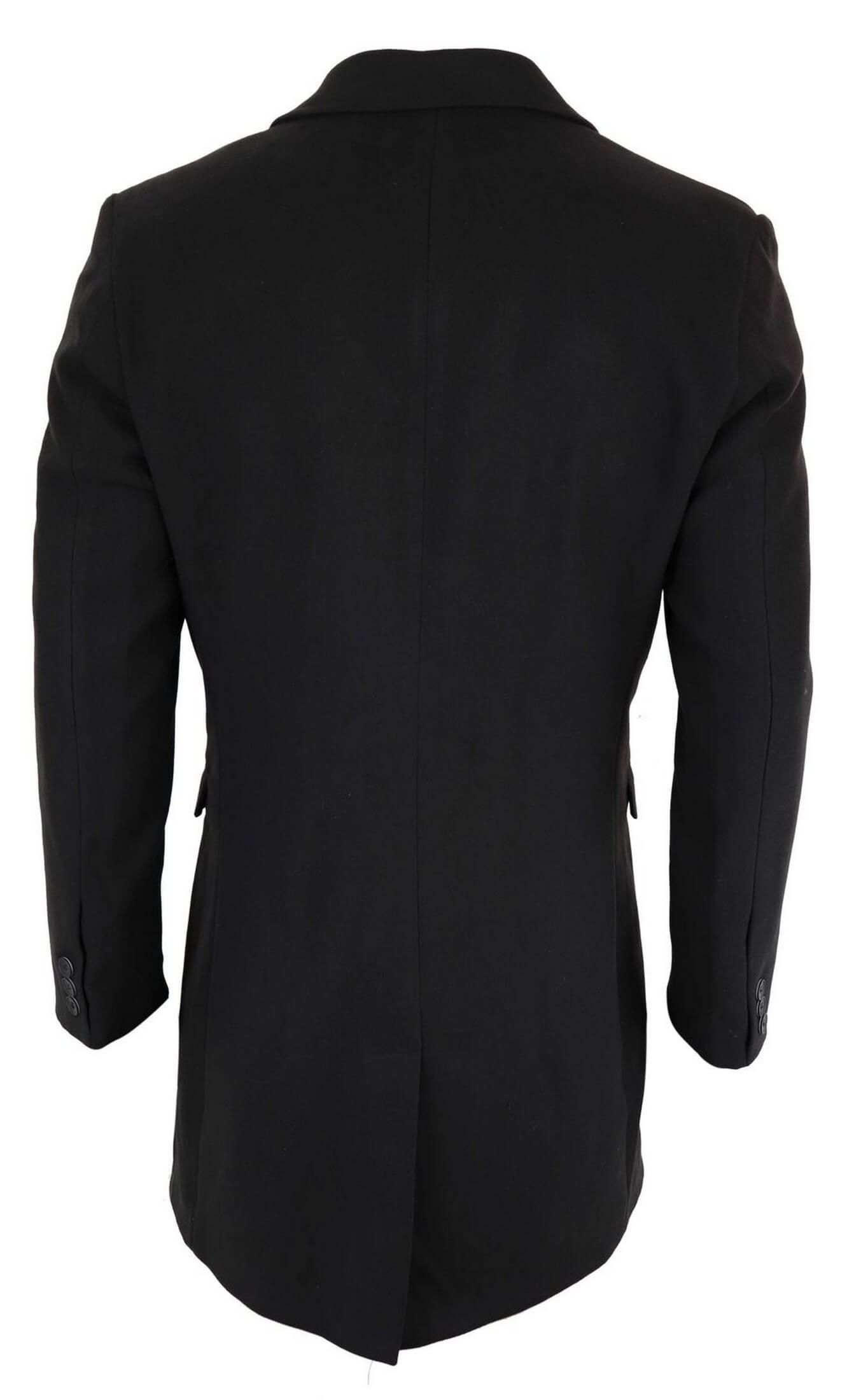 Men's Classic Wool Long Overcoat-Black: Buy Online - Happy