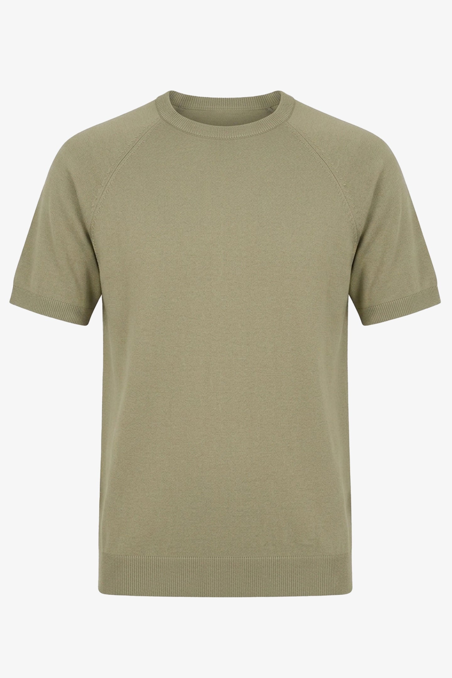 Men’s Khaki Classic Knitted TShirt Short Sleeve Crew Neck