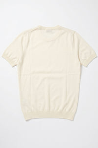 Men’s Off White Cream Knitted T Shirt Regular Fit Crew Neck Short Sleeve Top