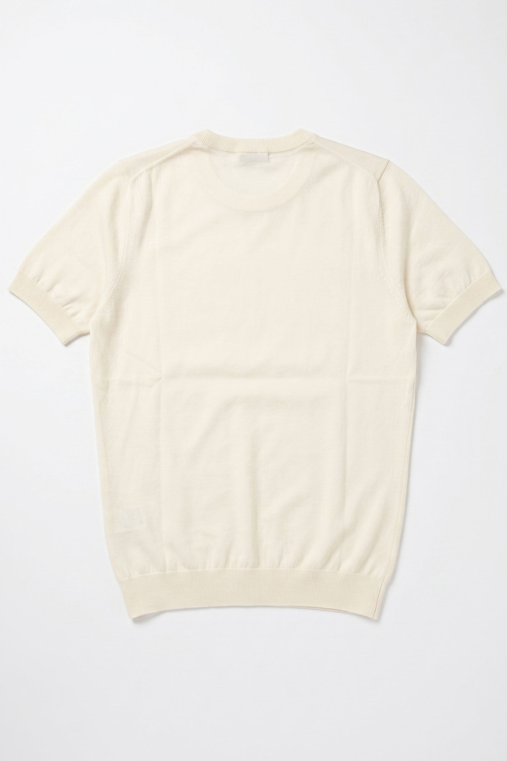 Men’s Off White Cream Knitted T Shirt Regular Fit Crew Neck Short Sleeve Top