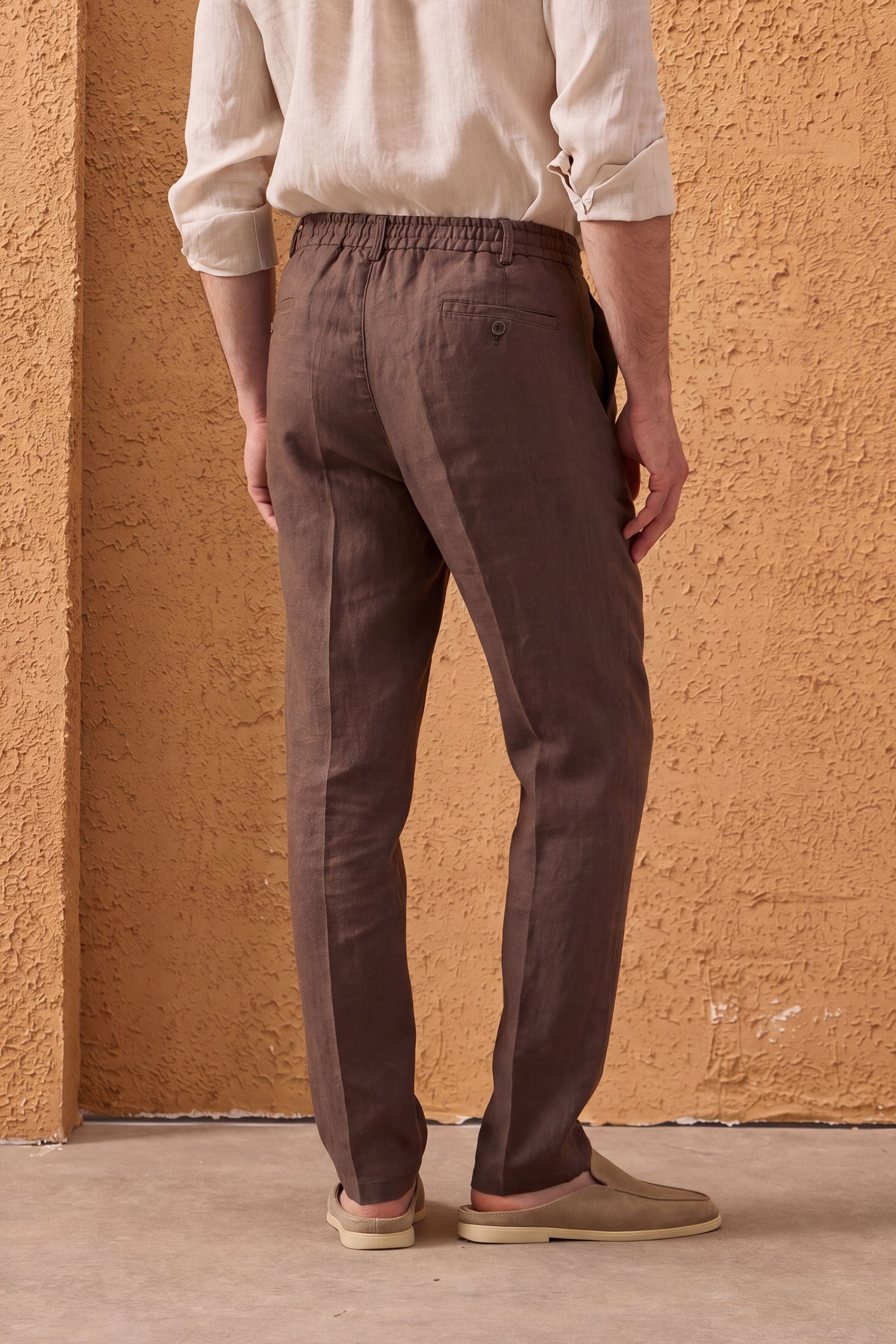 Men's Sage Green Zip Linen Jacket & Brown Trousers Set Smart Casual Su Happy Gentleman Men's Sage Green Zip Linen Jacket & Brown Trousers Set Smart Casual Su Happy Gentleman