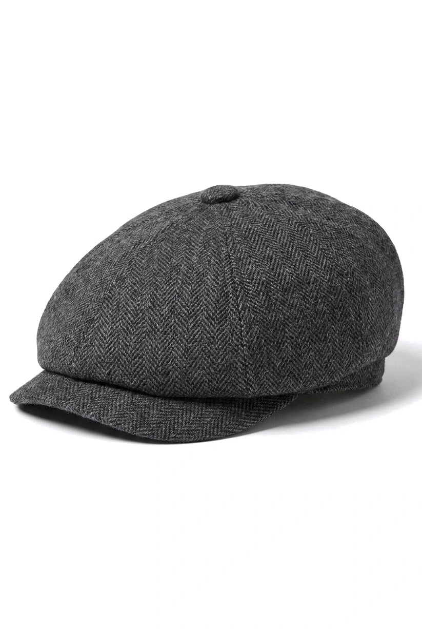 Mens 8 Panel Newsboy Cap - Cavani Martez - Dark Grey