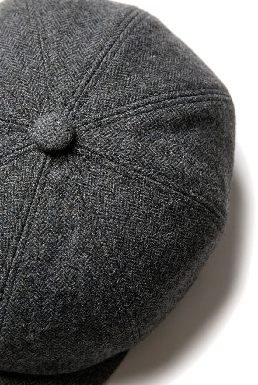 Mens 8 Panel Newsboy Cap - Cavani Martez - Dark Grey