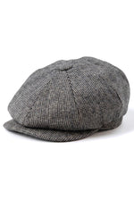 Men's 8 Panel Razor Baker Boy Hat Wool Tweed Shelby Newsboy Flat Cap Grey