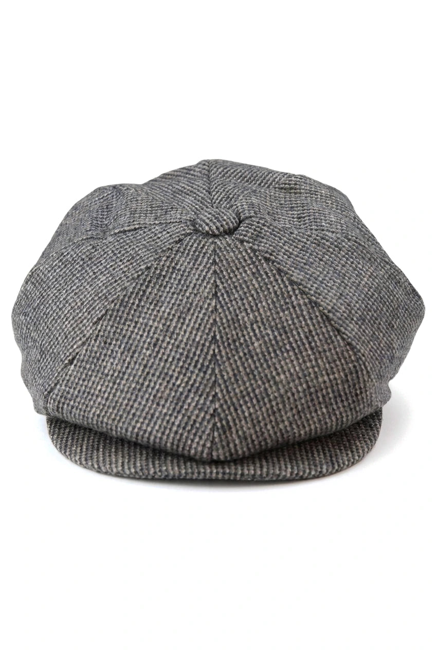 Men's 8 Panel Razor Baker Boy Hat Wool Tweed Shelby Newsboy Flat Cap Grey