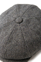 Men's 8 Panel Razor Baker Boy Hat Wool Tweed Shelby Newsboy Flat Cap Grey