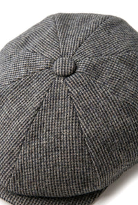 Men's 8 Panel Razor Baker Boy Hat Wool Tweed Shelby Newsboy Flat Cap Grey