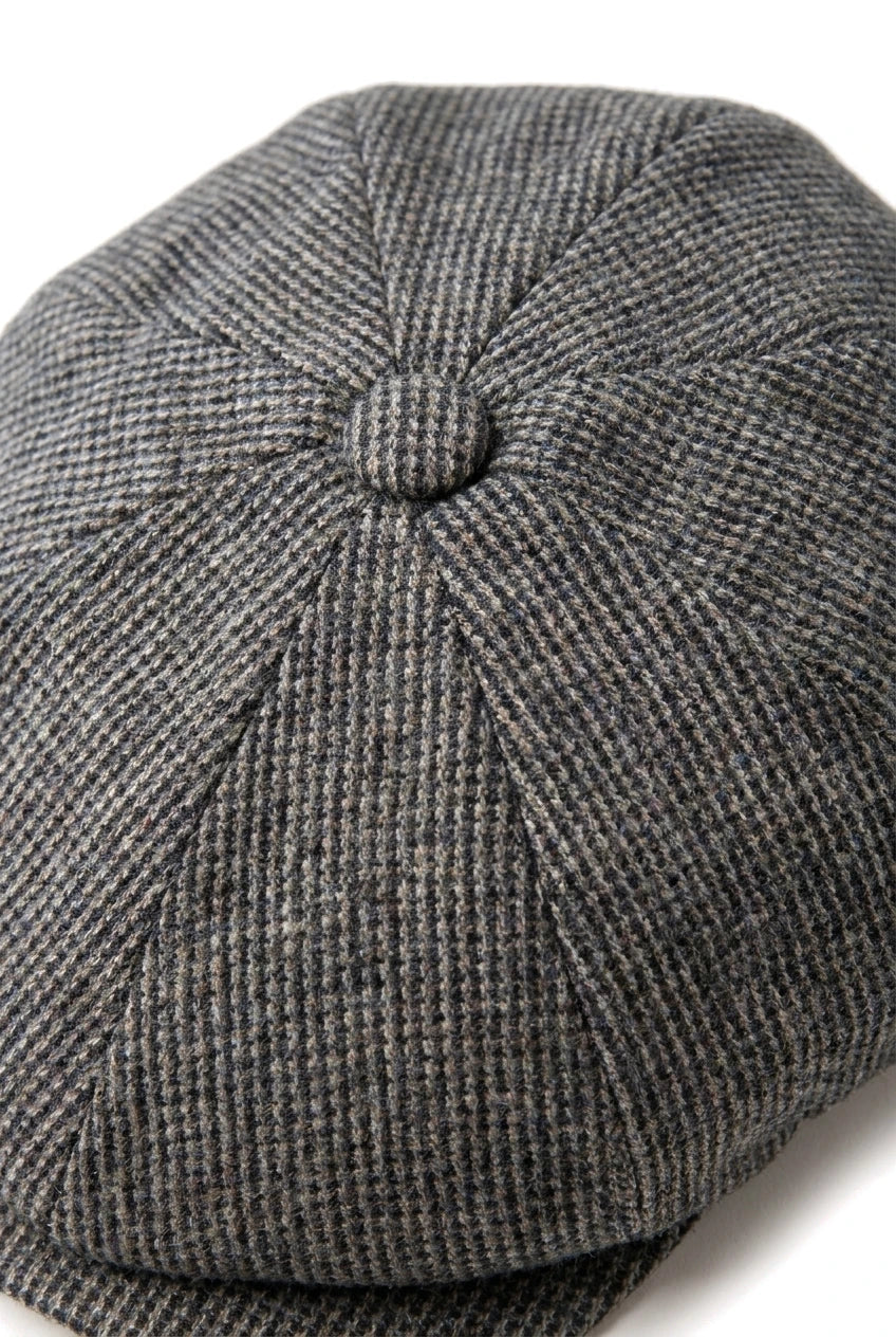 Men's 8 Panel Razor Baker Boy Hat Wool Tweed Shelby Newsboy Flat Cap Grey