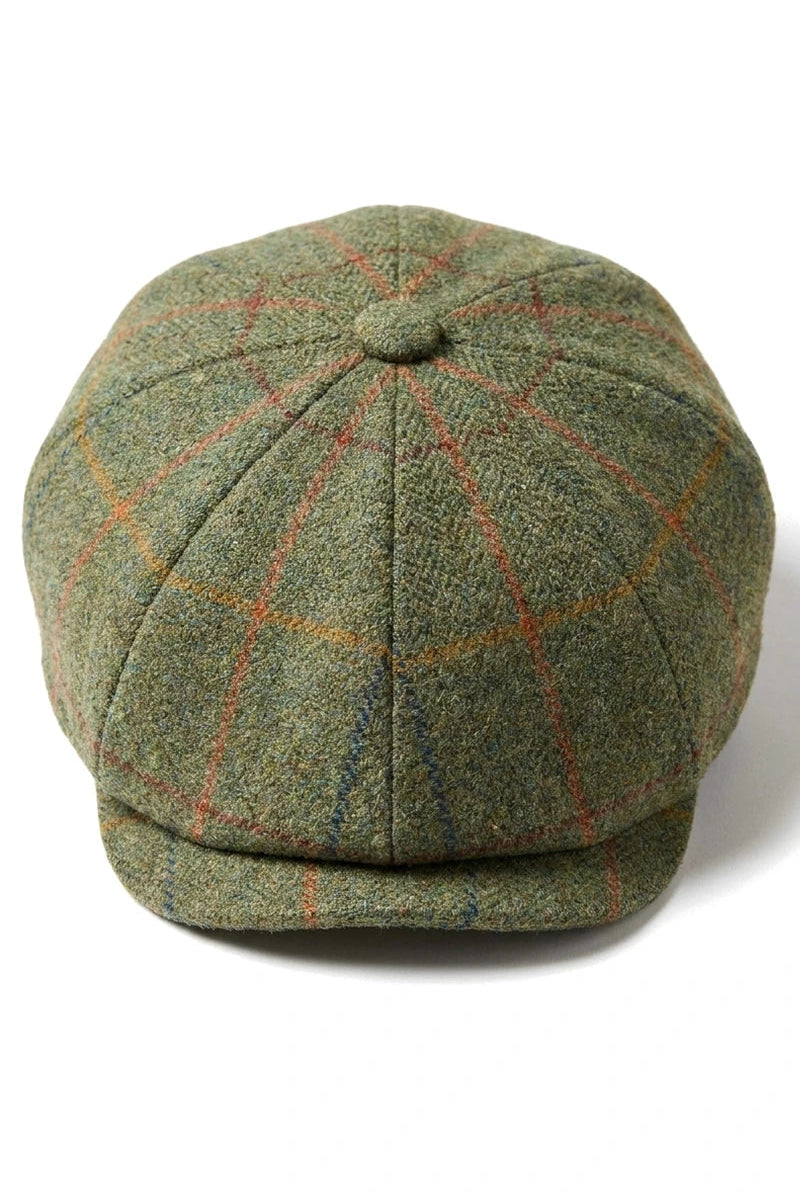 Men's 8 Panel Razor Hat Tweed Blinders Newsboy Green Check Flat Cap