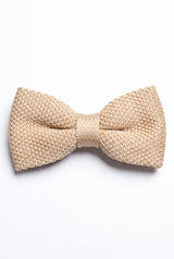 Men’s Beige Knitted Bow Tie