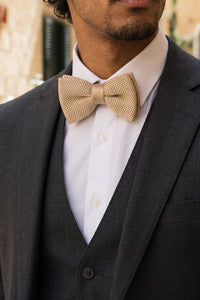 Men’s Beige Knitted Bow Tie
