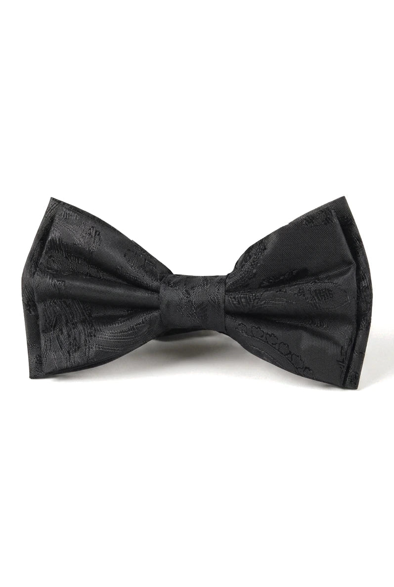 Men's Black Bow Tie Pocket Square Cuff Links Gift Set