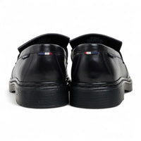 Men's Black Leather Chunky Sole Tassel Loafer Shoes
