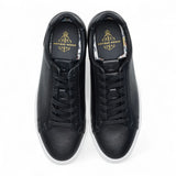 Men's Black Leather Lace-Up Casual Sneakers