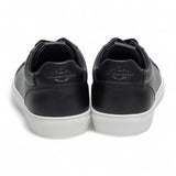Men's Black Leather Lace-Up Casual Sneakers